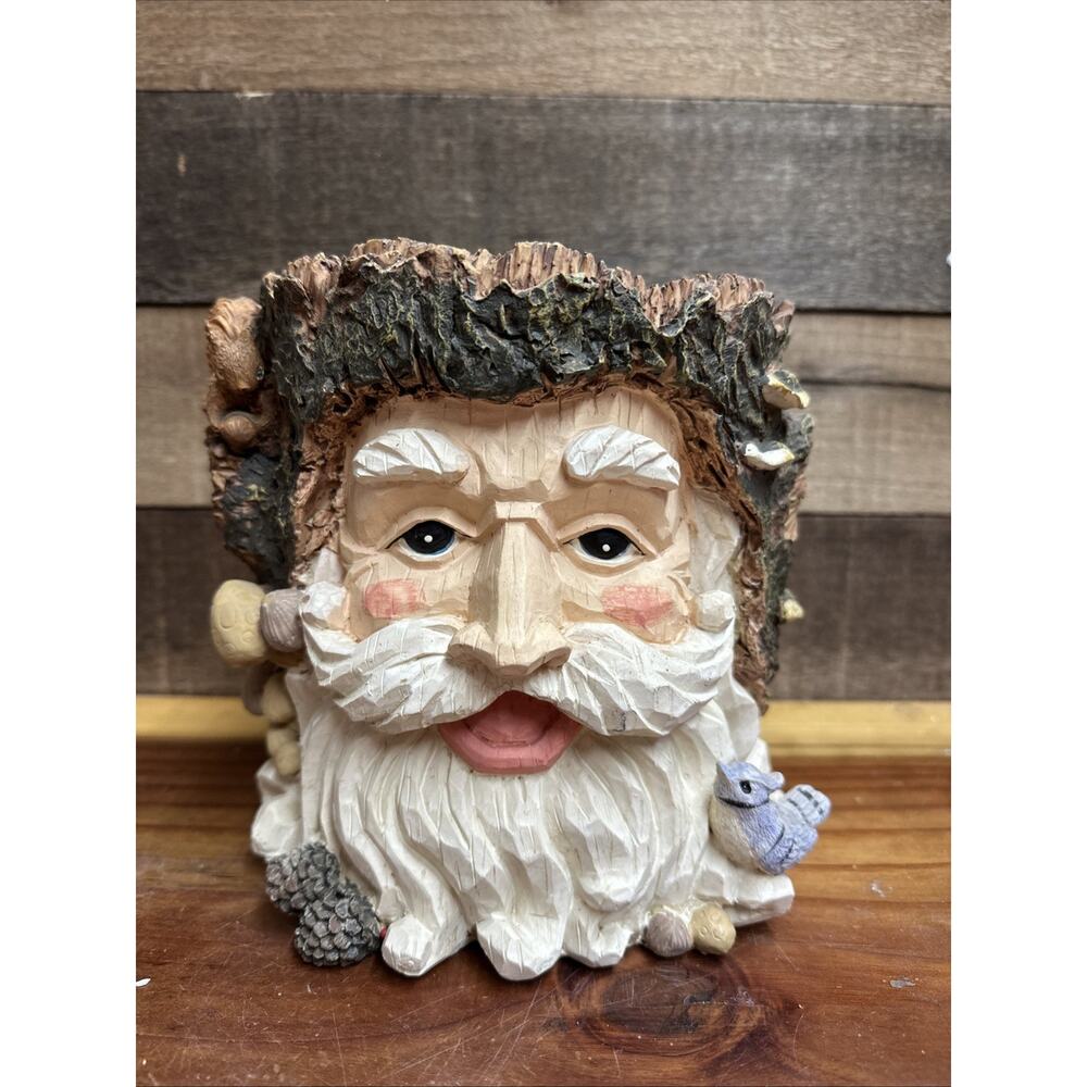 Woodland Santa Head Planter Candy Dish Decoration Christmas Holiday